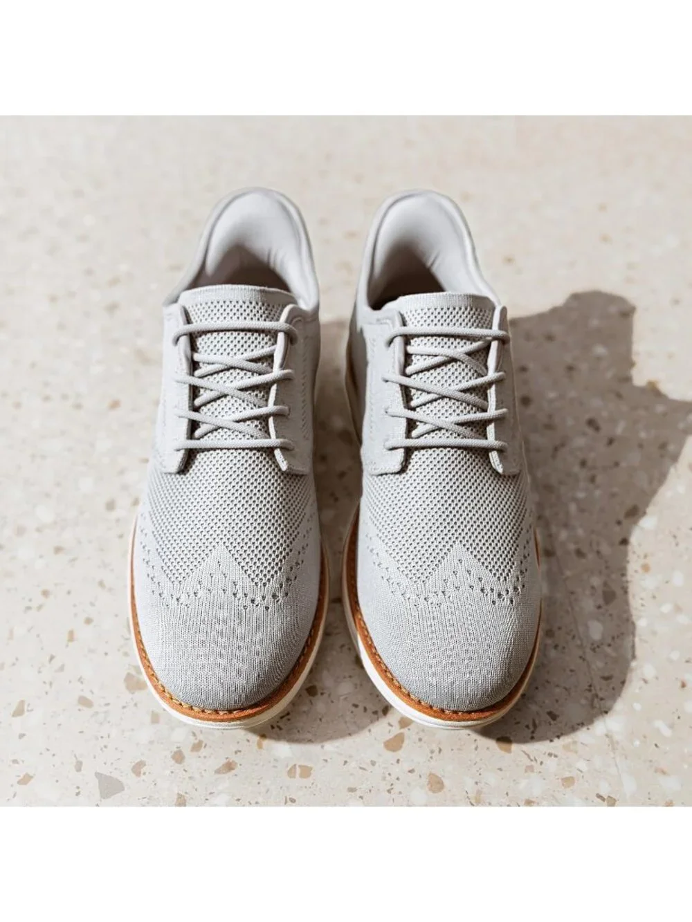 Men's White Grey Knit Mesh Dress Sneakers Lace Up Casual Walking Oxford Shoes